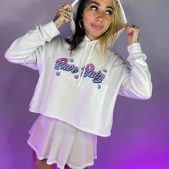 555stickers Rave Baby Graffiti Cropped Hoodie