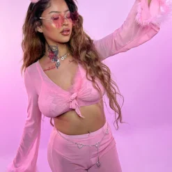 AE Bubble-icious Sheer Front-Tie Top New