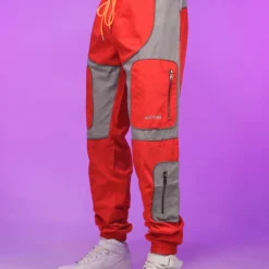 EPTM Fire Red & Grey Nylon Pants