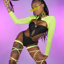 Hot And Delicious Black First Class Bodysuit New