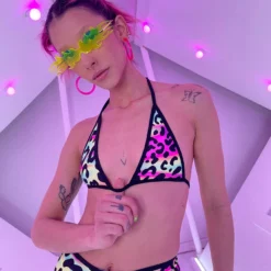 Elizabeth New Acid Jungle Bikini Tie Top