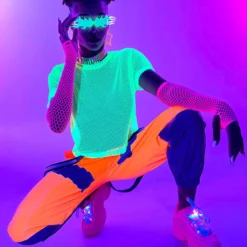 Bear Dance New Basic Fishnet Crop Tee