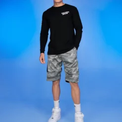 Phillip Marciano LLC Mens Light Grey Camo Slant Zipper Men's Shorts