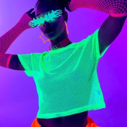 Bear Dance New Basic Fishnet Crop Tee