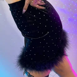 Bear Dance Velvet Rhinestone Skirt New