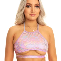 Roma Halter Underboob Cutout Crop Top Rave Tops