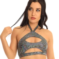 Roma Keyhole Underboob Halter Bralette Rave Tops