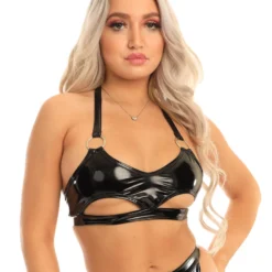 Roma Vinyl Underboob O-Ring Top Womens