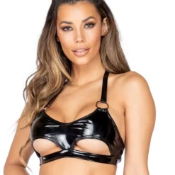 Roma Vinyl Underboob O-Ring Top Womens