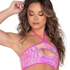 Roma Womens Astro Candy Cutout Cropped Top