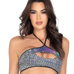 Roma Womens Astro Candy Cutout Cropped Top