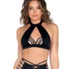 Roma Womens Black Candy Lane Halter Top