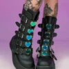 Pleasers Demonia Emily Vegan Leather Heart-Buckle Boot Womens
