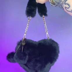 AE In Love With You Fuzzy Heart Purse New