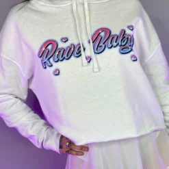 Rave Wonderland Shop 21 555stickers Rave Baby Graffiti Cropped Hoodie