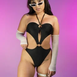 Hot And Delicious Black First Class Bodysuit New