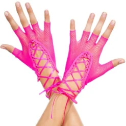 Music Legs Totally Bitchin' Lace-Up Fishnet Gloves Womens