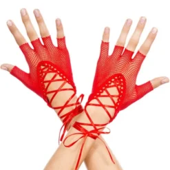Music Legs Totally Bitchin' Lace-Up Fishnet Gloves Womens