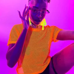 Bear Dance New Basic Fishnet Crop Tee