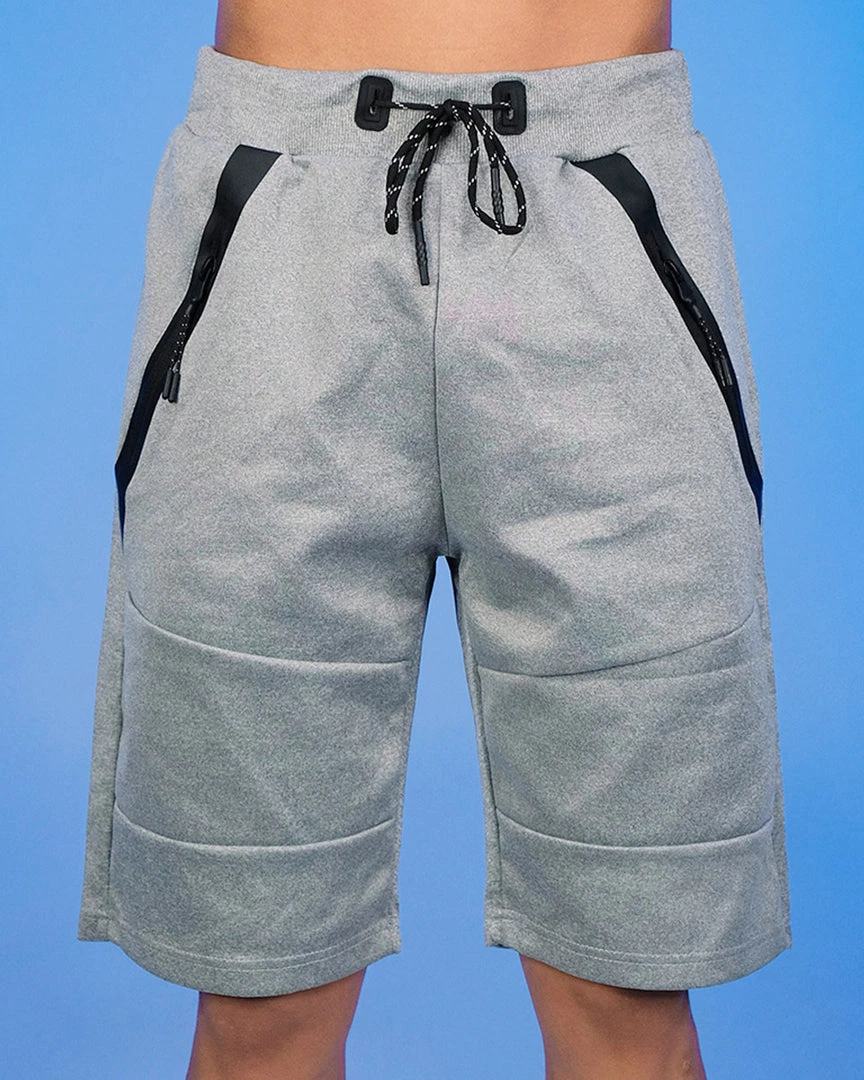 Phillip Marciano LLC Grey Slant Zipper Men's Shorts 1 Phillip Marciano LLC Grey Slant Zipper Men's Shorts