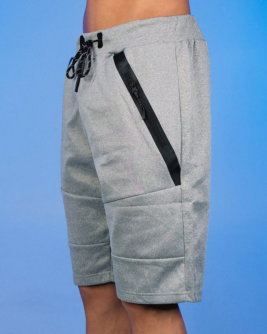 Phillip Marciano LLC Grey Slant Zipper Men's Shorts 2 Phillip Marciano LLC Grey Slant Zipper Men's Shorts