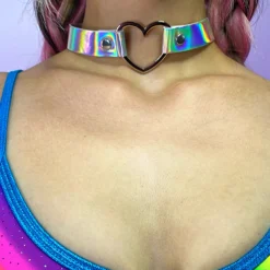 AE Holographic Choker With Heart Ring 7 AE Holographic Choker With Heart Ring