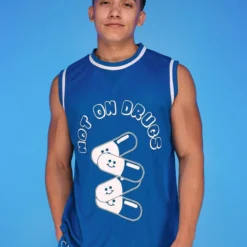 Jarmoo Mens Not On Drugs Basketball Jersey