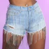 Hot And Delicious New Diamond Glazed Denim Shorts