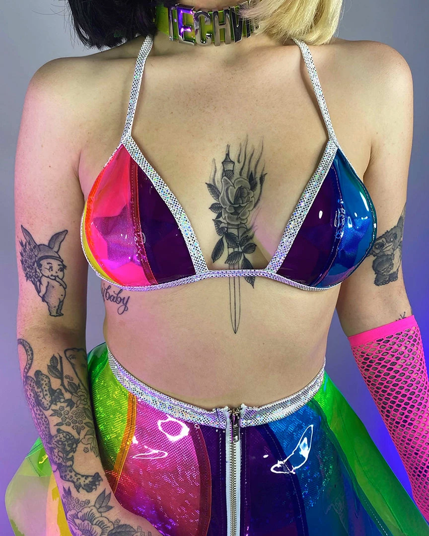 J. Valentine Beach Ball Rainbow Vinyl Triangle Top 2 J. Valentine Beach Ball Rainbow Vinyl Triangle Top