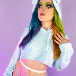 OhYes Fashion Cuddle Puddle Fuzzy Crop Hoodie