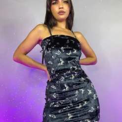AE Butterfly Velvet Spaghetti Strap Dress