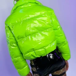 AE Green Apple Latex Puffer Jacket New