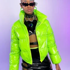 AE Green Apple Latex Puffer Jacket New