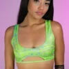 Roma Hypnotic Green Keyhole Crop Top