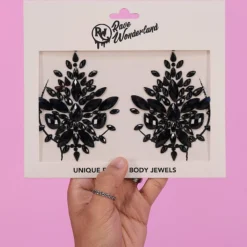 Uniflying Black Rhinestone Self-Adhesive Jewel Pasties Accessories