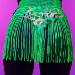 AE Neon Yellow Bejeweled Cover Up Skirt New