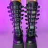 Pleasers Demonia Damned Matte Black Knee High Boots Shoes