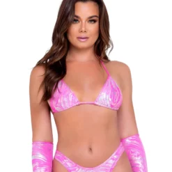 Roma Hypnotic Pink Bikini Tie Top New