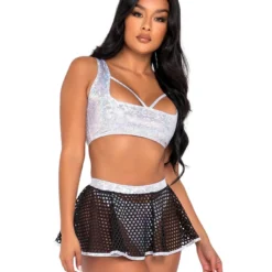 Roma Bass Drop Fishnet Mini Skirt New