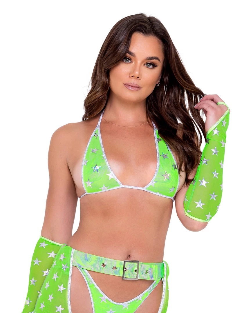 Roma Green Cosmic Stardust Bikini Tie Top 4 Roma Green Cosmic Stardust Bikini Tie Top