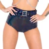 Roma Black Holo Foil Belted Shorts Womens