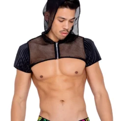 Roma Fishnet Crop Zip Hoodie