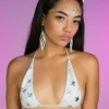 Roma New White Cosmic Stardust Bikini Tie Top
