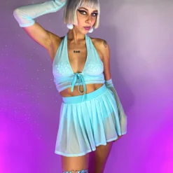 OhYes Fashion Y2K Doll Sheer Pleated Mini Skirt