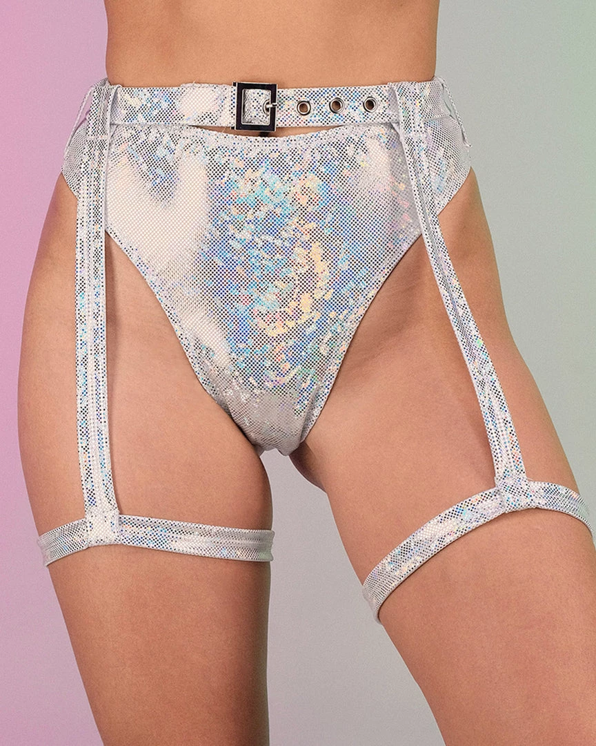 Roma New Silver Aura Garter Belted Shorts 1 Roma New Silver Aura Garter Belted Shorts