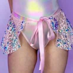 J. Valentine Pink Blush Sequin Net Tie Skirt