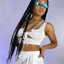 AE Black Strapped Down Cutout Top