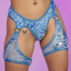 J. Valentine Aqua Sequin Net Chaps New
