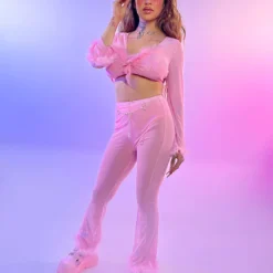 AE New Bubble-icious Sheer Fur Bell Bottom Rave Pants