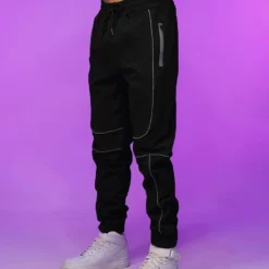 AE Womens Black Reflective Joggers